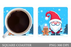 Christmas Gnome Coaster. Christmas Coaster Sublimation Product Image 1