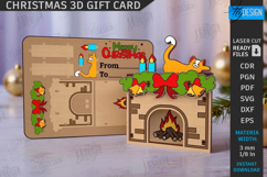 Christmas 3D Gift Cards Laser Cut Bundle|Xmas Pop Up Cards Product Image 10