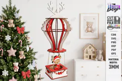 3D Christmas Hot Air Balloon Hanging Ornament Laser Cut |CNC Product Image 1