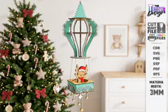 3D Christmas Hot Air Balloon Hanging Ornament Laser Cut |CNC Product Image 1