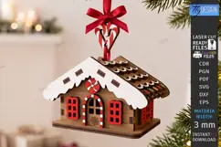 3D Christmas House Ornament Laser Cut | Christmas Village Product Image 1