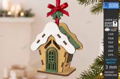 3D Christmas House Ornament Laser Cut | Christmas Village Product Image 1