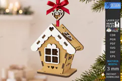 3D Christmas House Ornament Laser Cut | Christmas Village Product Image 1
