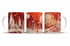 Christmas Mug Wrap Sublimation Designs, 3d Mug, Christmas Png