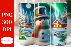 Christmas 3D tumbler wrap for sublimation, Cute Snowman PNG Product Image 1