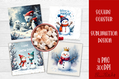 Christmas coaster Sublimation Square coaster design Snowman Product Image 1