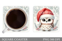 Christmas Owl Coaster Design. Christmas Coaster Sublimation Product Image 1