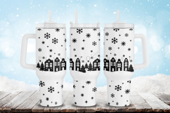 Christmas themed 40oz tumbler wrap design featuring holiday and winter style artwork available as digital files ready to download for crafting and decor projects