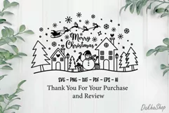 Christmas Village Svg, Winter Christmas Scene Svg, Xmas Svg. Product Image 9