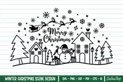 Christmas Village Svg, Winter Christmas Scene Svg, Xmas Svg. Product Image 1