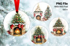 Christmas Fireplace Ornament Circle Winter House Decorate_10 Product Image 1