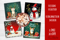 Vintage Christmas Sublimation, retro square Coaster Design Product Image 1