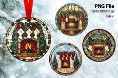Christmas Fireplace Ornament Circle Winter House Decorate_6 Product Image 1