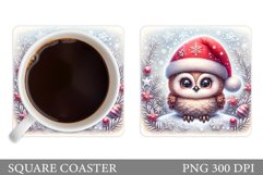 Christmas Owl Coaster Design. Christmas Coaster Sublimation Product Image 1