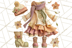 Christmas Accessories PNG, Cut-Paper Collage Winter Clipart Product Image 3