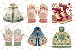 Christmas Accessories PNG, Cut-Paper Collage Winter Clipart Product Image 8