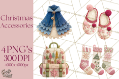 Christmas Accessories PNG, Cut-Paper Collage Winter Clipart Product Image 1