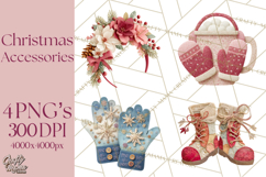 Christmas Accessories PNG, Cut-Paper Collage Winter Clipart Product Image 1