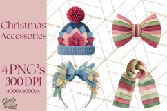 Christmas Accessories PNG, Cut-Paper Collage Winter Clipart Product Image 1