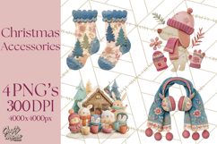 Christmas Accessories PNG, Cut-Paper Collage Winter Clipart Product Image 1