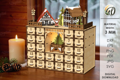 Christmas Advent Calendar Laser Cut. Christmas Countdown SVG Product Image 1