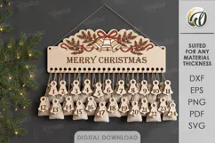 Christmas Advent Calendar Laser Cut. Wall Calendar SVG Product Image 1