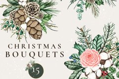 Watercolor bouquet clipart, Christmas bouquet clipart Product Image 1
