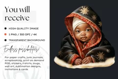 Christmas Afro Black babies PNG Clipart, sublimation Product Image 2
