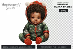 Christmas Afro Black babies PNG Clipart, sublimation Product Image 1