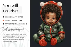 Christmas Afro Black babies PNG Clipart, sublimation Product Image 2