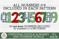 Hand drawn Christmas doodle numbers for sublimation preview