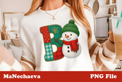 Christmas Patchwork Snowman Alphabet | Letter B Clipart Product Image 1