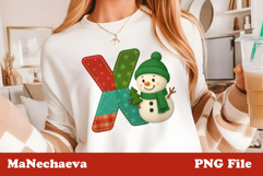 Christmas Patchwork Snowman Alphabet | Letter X Clipart Product Image 1
