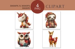 Christmas and Autumn Whimsical Patchwork Watercolor Clipart