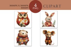 Christmas and Autumn Whimsical Patchwork Watercolor Clipart
