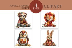 Christmas and Autumn Whimsical Patchwork Watercolor Clipart