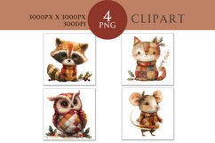Christmas and Autumn Whimsical Patchwork Watercolor Clipart