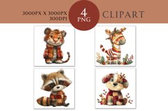 Christmas and Autumn Whimsical Patchwork Watercolor Clipart