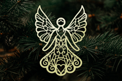 Angel Laser Cut Ornament Heart SVG Product Image 1