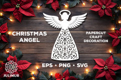 Christmas Angel Papercut SVG, Ornamental Angel Cut File Product Image 1