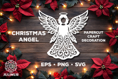 Christmas Angel Papercut SVG, Ornamental Angel Cut File Product Image 1