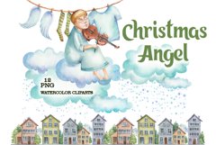 Christmas Angel watercolor clipart Product Image 1