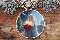 Christmas Angel with Gift and Dove PNG Product Image 1
