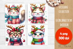 Funny christmas animals with deer antlers sublimation Product Image 1