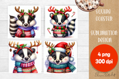 Funny christmas animals with deer antlers sublimation Product Image 1