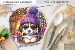 Animal in front of the Fireplace|Round Cutting Board Design Product Image 1