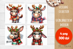 Funny christmas animals with deer antlers sublimation Product Image 1