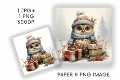 Christmas Owl Paper JPG & Image PNG Product Image 1