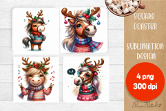 Funny christmas animals with deer antlers sublimation Product Image 1