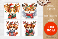 Funny christmas animals with deer antlers sublimation Product Image 1